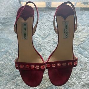 Red Jimmy Choo Women Heeled Sandals Size 40